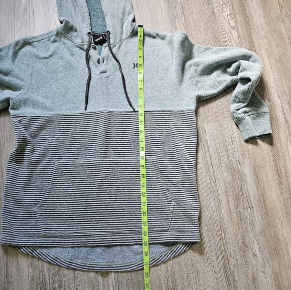 HURLEY Sage Green with Gray Striped Hooded Sweatshirt...size S - Picture 5 of 8